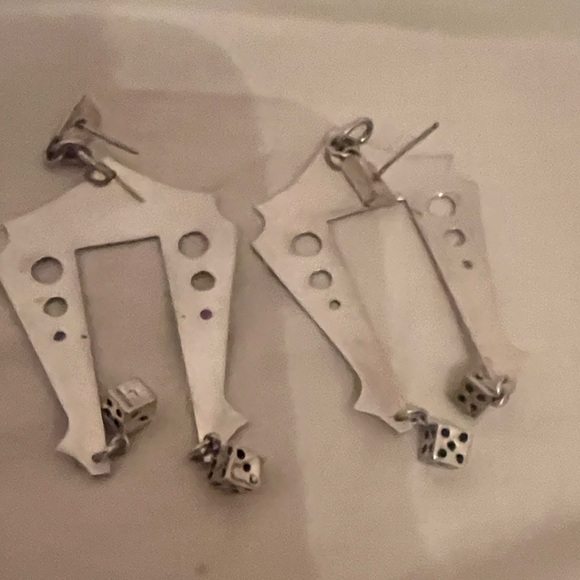 Clear Metals Modern Silver Geometric Dice Earrings